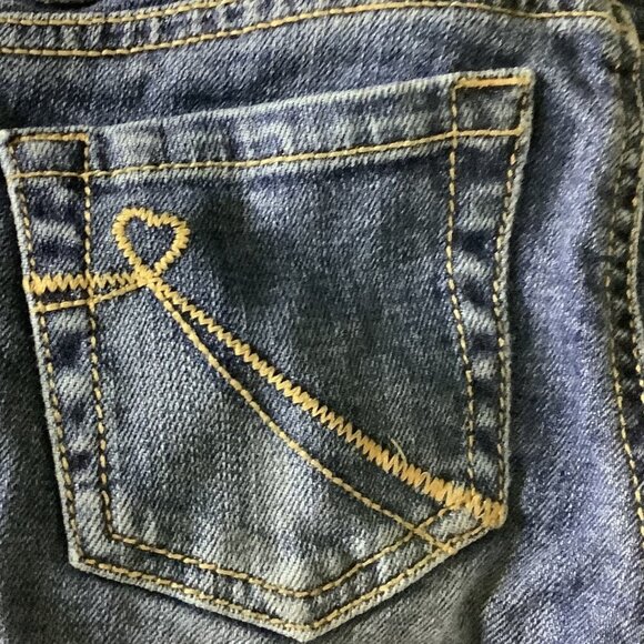 The Childrens Place 1989 Girls 6X Adjustable Waist Patched Capri Denim Jeans Blu - Picture 14 of 14